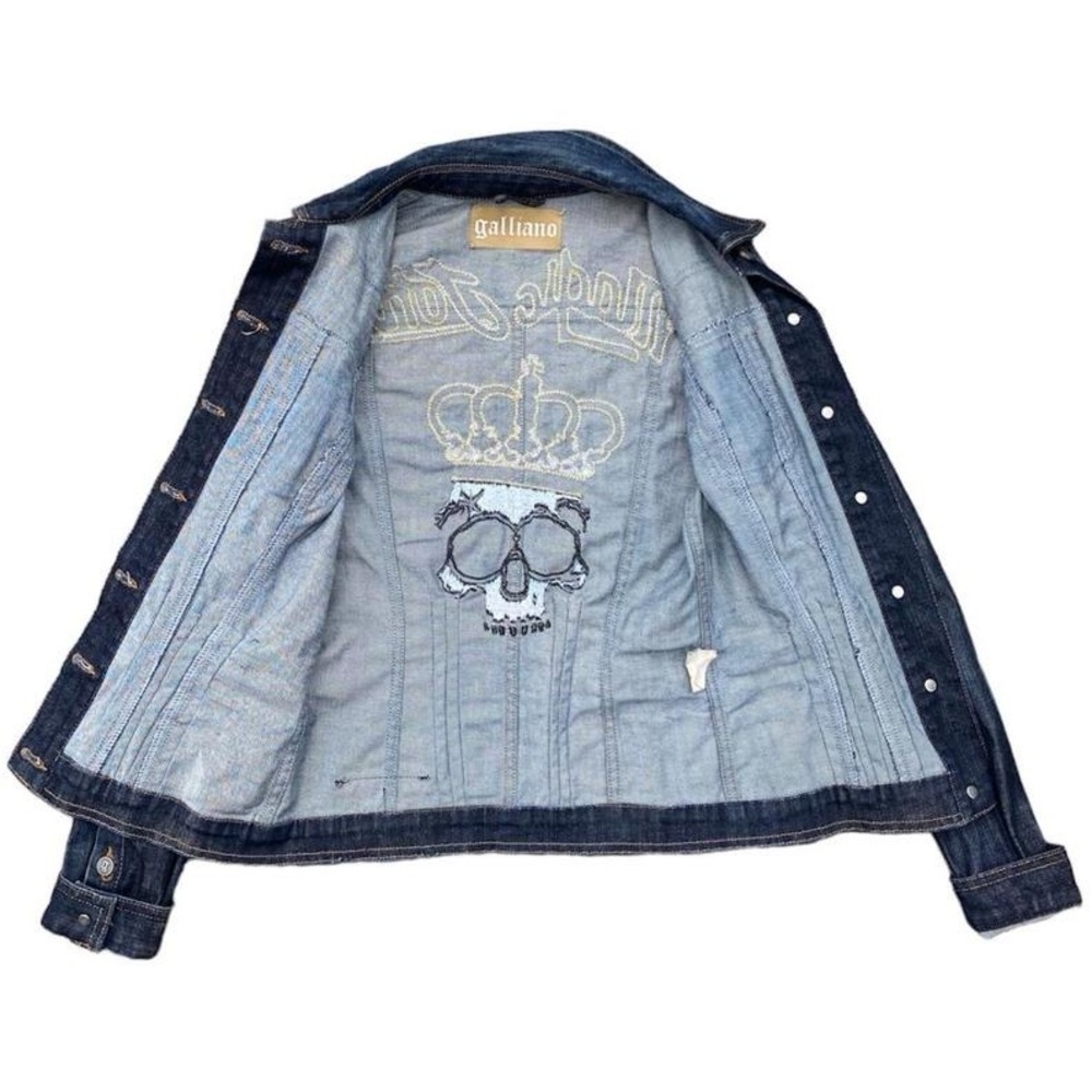Galliano Denim Jacket with Gold Rhinestone Accents - Picture 2 of 6